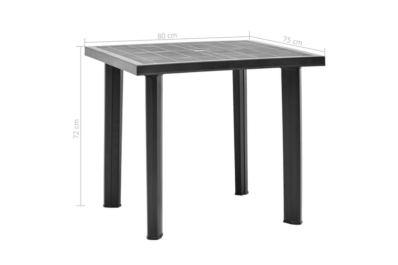 Hagebord antrasitt 80x75x72 cm plast - Grå - Hagemøbler - Hagebord - Spisebord ute
