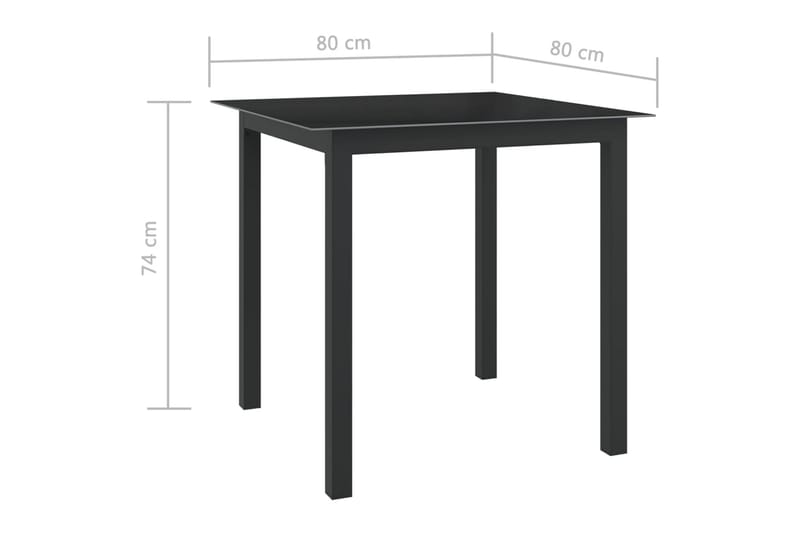 Hagebord antrasitt 80x80x74 cm aluminium og glass - Antrasittgrå - Spisebord ute