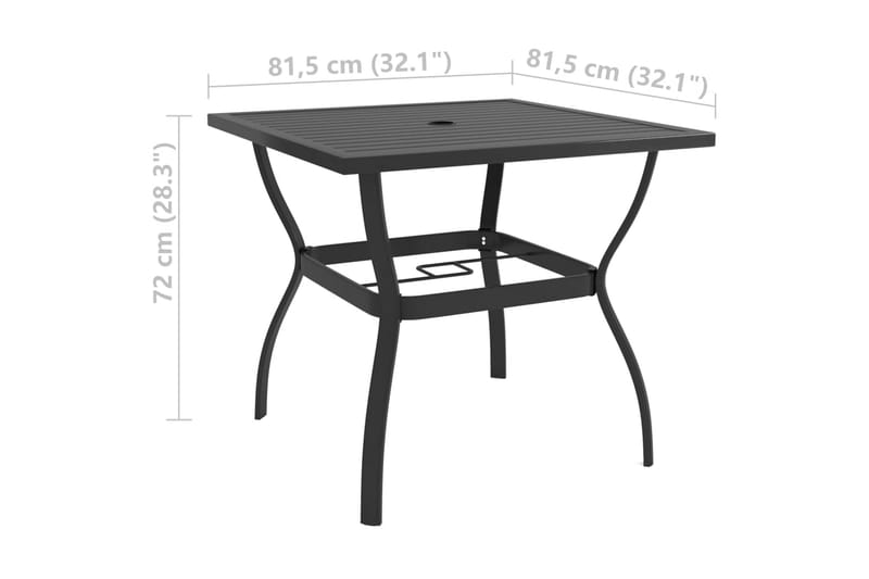 Hagebord antrasitt 81,5x81,5x72 cm stål - Antrasittgrå - Hagemøbler - Hagebord - Spisebord ute