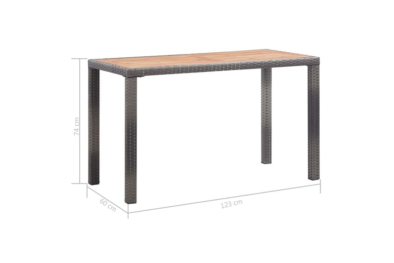 Hagebord antrasitt og brun 123x60x74 cm heltre akasie - Hagemøbler - Hagebord - Spisebord ute
