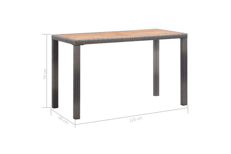Hagebord antrasitt og brun 123x60x74 cm heltre akasie - Spisebord ute