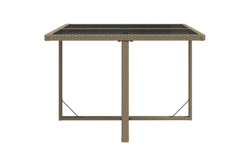 Hagebord beige 109x107x74 cm polyrotting og glass - Beige - Hagemøbler - Hagebord - Spisebord ute