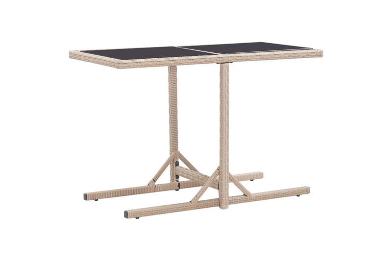 Hagebord beige 110x53x72 cm glass & polyrotting - Hagemøbler - Hagebord - Spisebord ute