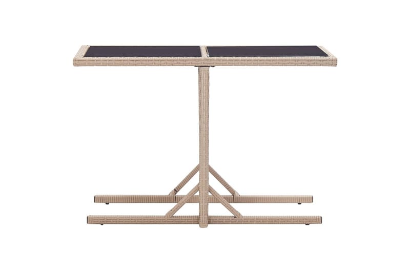 Hagebord beige 110x53x72 cm glass & polyrotting - Hagemøbler - Hagebord - Spisebord ute