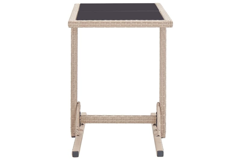 Hagebord beige 110x53x72 cm glass & polyrotting - Hagemøbler - Hagebord - Spisebord ute