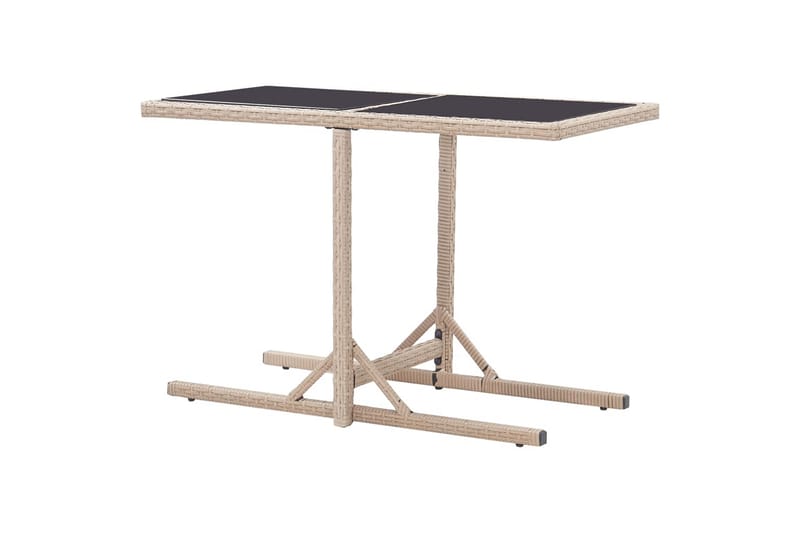 Hagebord beige 110x53x72 cm glass & polyrotting - Hagemøbler - Hagebord - Spisebord ute