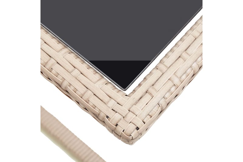 Hagebord beige 110x53x72 cm glass & polyrotting - Hagemøbler - Hagebord - Spisebord ute