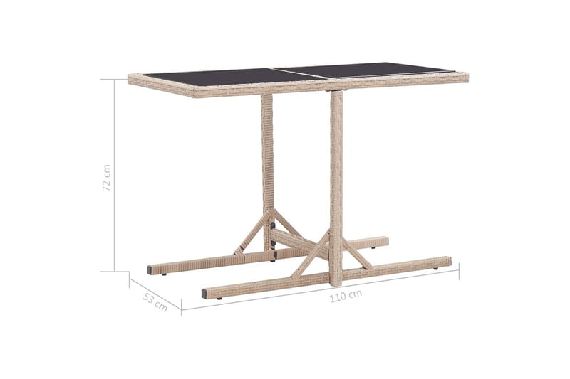 Hagebord beige 110x53x72 cm glass & polyrotting - Hagemøbler - Hagebord - Spisebord ute