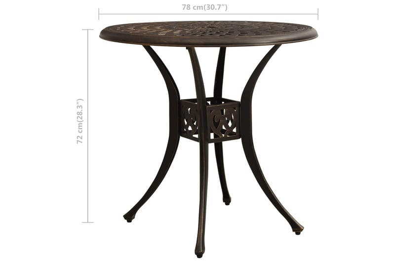 Hagebord bronse 78x78x72 cm støpt aluminium - Brun - Hagemøbler - Hagebord - Spisebord ute