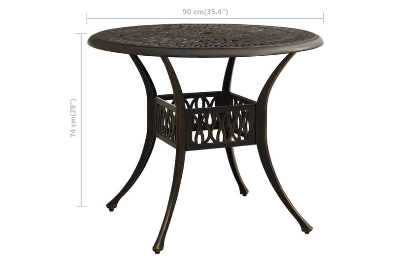 Hagebord bronse 90x90x74 cm støpt aluminium - Brun - Hagemøbler - Hagebord - Spisebord ute