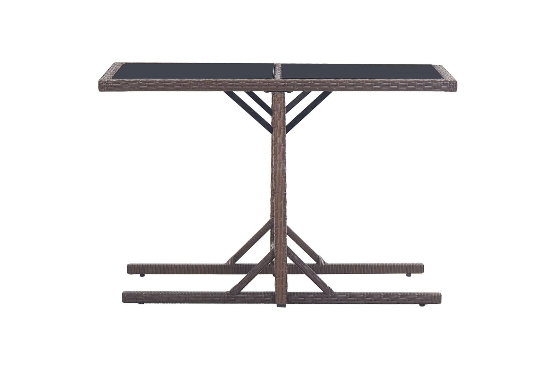 Hagebord brun 110x53x72 cm glass og polyrotting - Hagemøbler - Hagebord - Spisebord ute