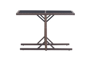 Hagebord brun 110x53x72 cm glass og polyrotting - Hagemøbler - Hagebord - Spisebord ute
