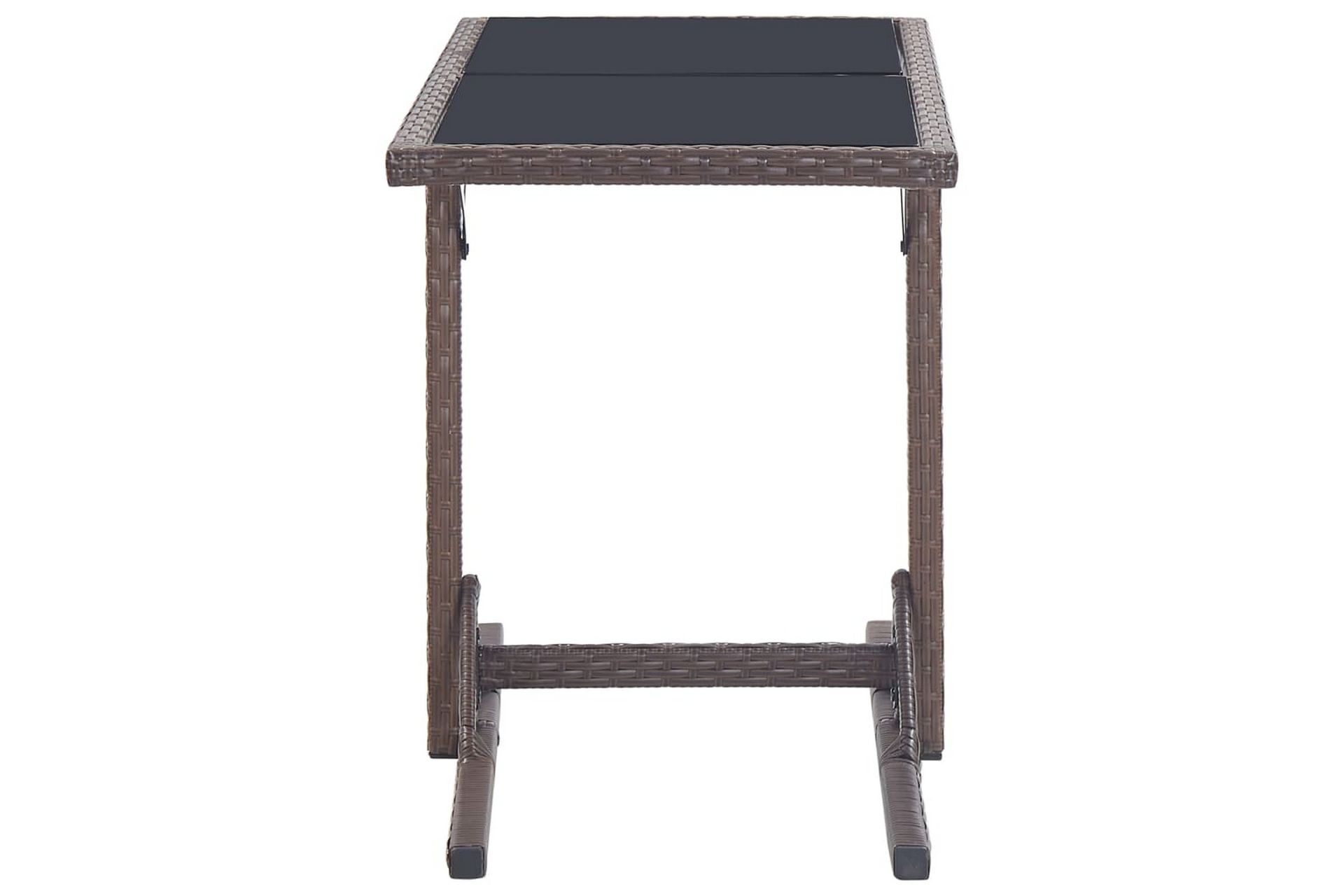 Hagebord brun 110x53x72 cm glass og polyrotting - Hagemøbler - Hagebord - Spisebord ute