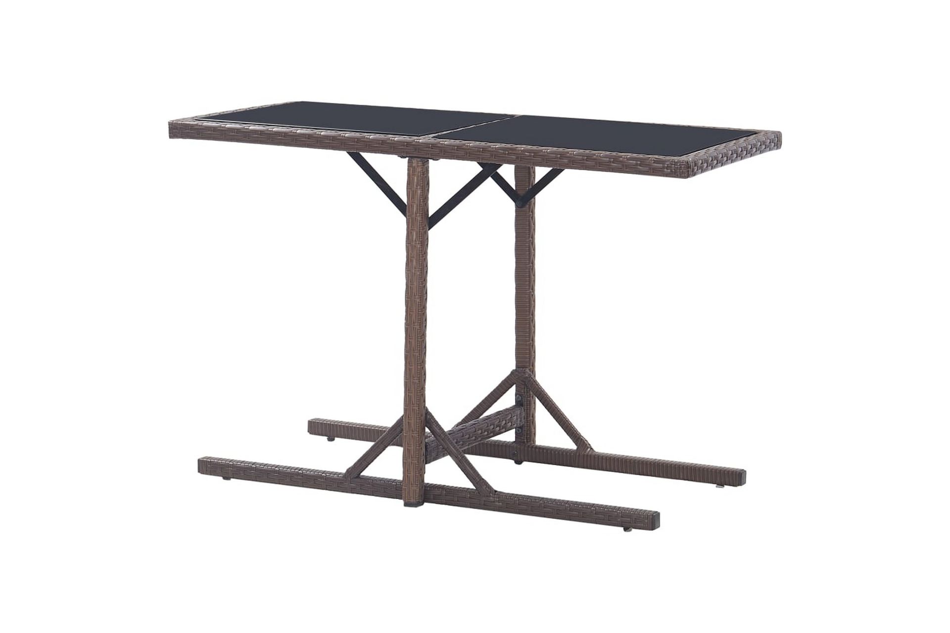 Hagebord brun 110x53x72 cm glass og polyrotting - Hagemøbler - Hagebord - Spisebord ute