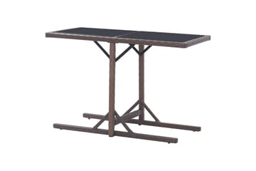 Hagebord brun 110x53x72 cm glass og polyrotting - Hagemøbler - Hagebord - Spisebord ute