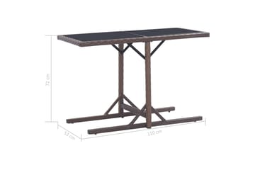 Hagebord brun 110x53x72 cm glass og polyrotting - Hagemøbler - Hagebord - Spisebord ute