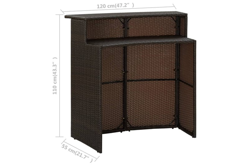 Hagebord brun 120x55x110 cm polyrotting - Brun - Hagemøbler - Hagebord - Spisebord ute