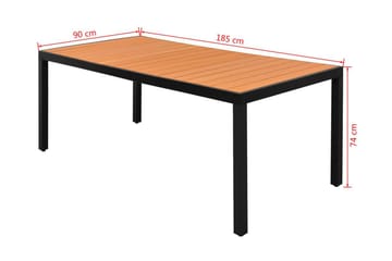 Hagebord brun 185x90x74 cm aluminium og WPC - WPC/Svart - Hagemøbler - Hagebord - Spisebord ute