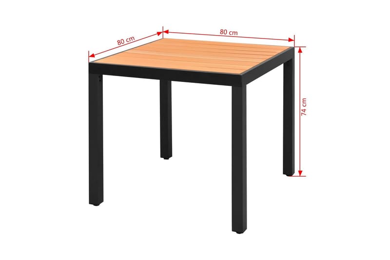 Hagebord brun 80x80x74 cm aluminium og WPC - WPC/Svart - Hagemøbler - Hagebord - Spisebord ute