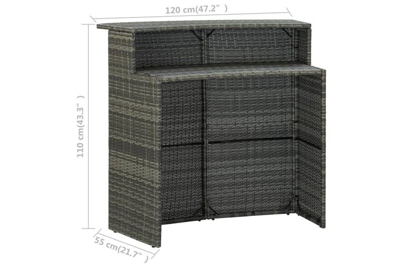 Hagebord grå 120x55x110 cm polyrotting - Grå - Hagemøbler - Hagebord - Spisebord ute