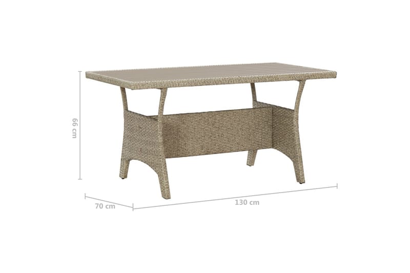 Hagebord grå 130x70x66 cm polyrotting - Spisebord ute