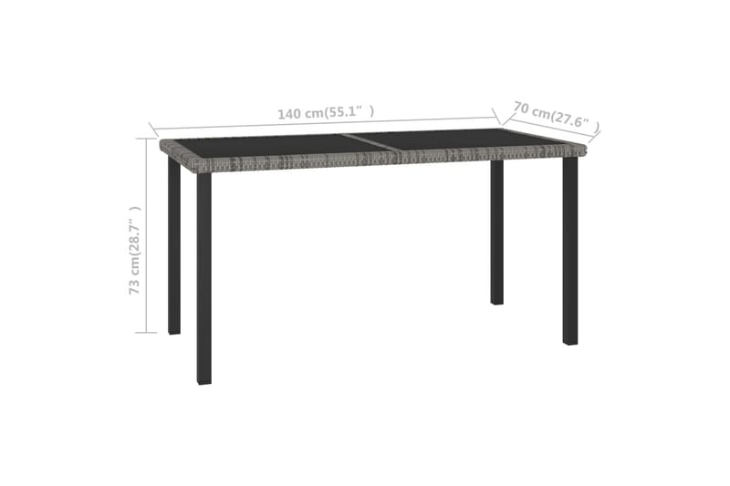 Hagebord grå 140x70x73 cm polyrotting - Grå - Spisebord ute
