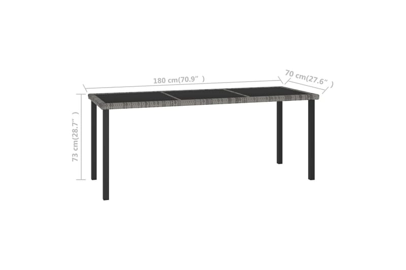 Hagebord grå 180x70x73 cm polyrotting - Grå - Spisebord ute