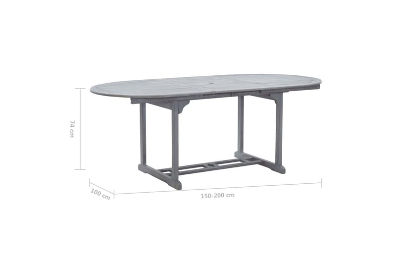 Hagebord grå 200x100x74 cm heltre akasie - Hagemøbler - Hagebord - Spisebord ute