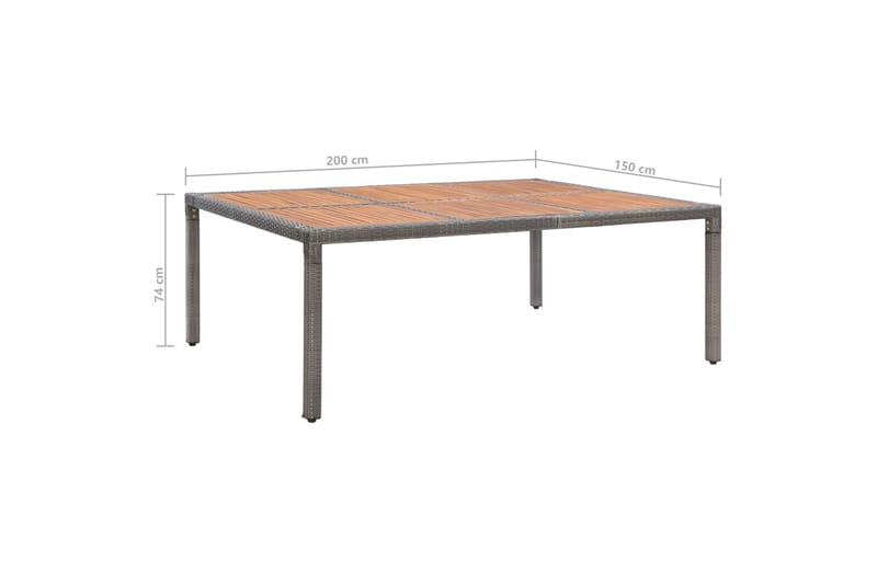 Hagebord grå 200x150x74 cm polyrotting og akasie - Grå - Hagemøbler - Hagebord - Spisebord ute