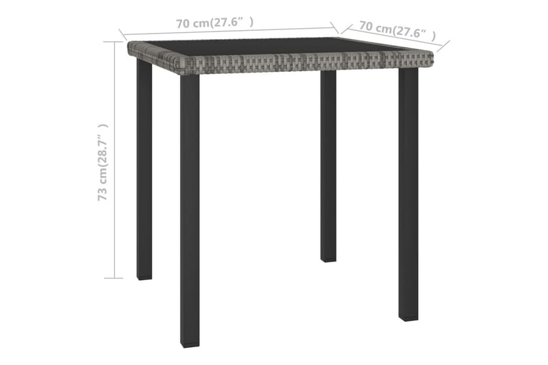 Hagebord grå 70x70x73 cm polyrotting - Grå - Hagemøbler - Hagebord - Spisebord ute
