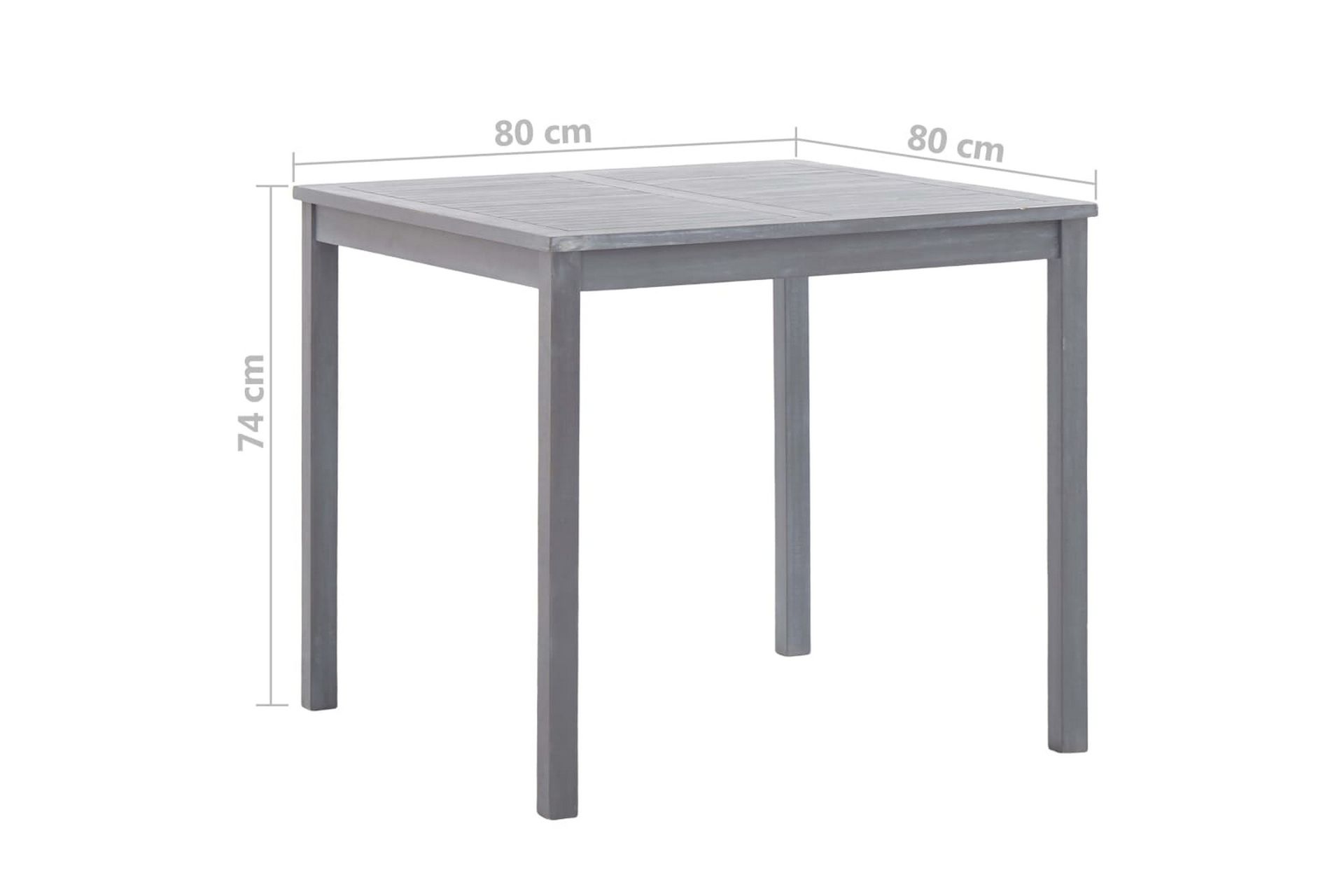 Hagebord grå 80x80x74 cm heltre akasie - Hagemøbler - Hagebord - Spisebord ute