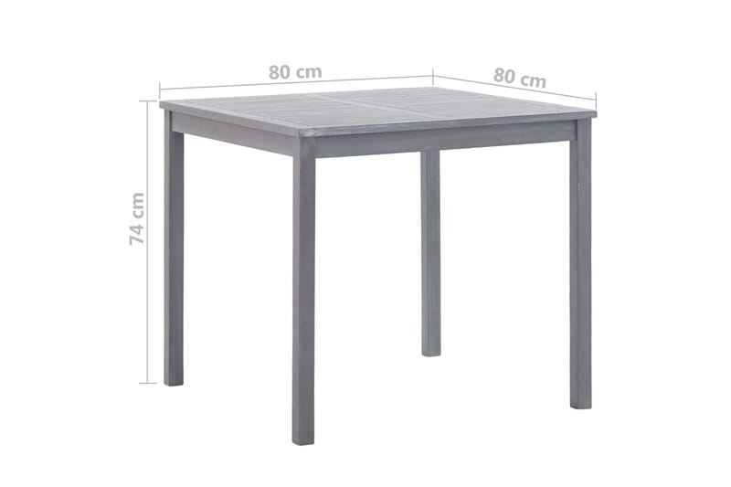 Hagebord grå 80x80x74 cm heltre akasie - Hagemøbler - Hagebord - Spisebord ute