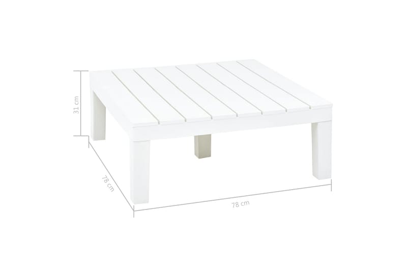 Hagebord hvit 78x78x31 cm plast - Spisebord ute