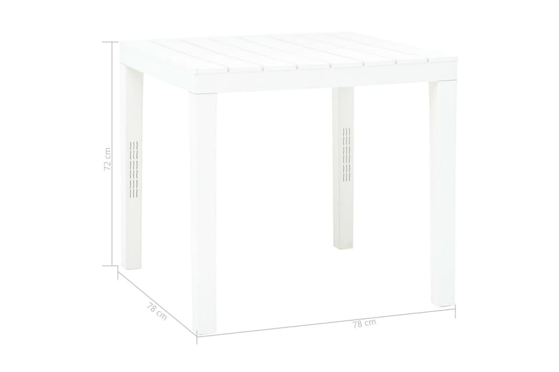 Hagebord hvit 78x78x72 cm plast - Hvit - Hagemøbler - Hagebord - Spisebord ute
