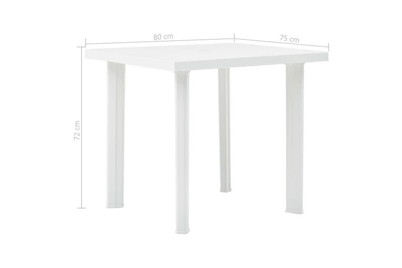 Hagebord hvit 80x75x72 cm plast - Hvit - Hagemøbler - Hagebord - Spisebord ute
