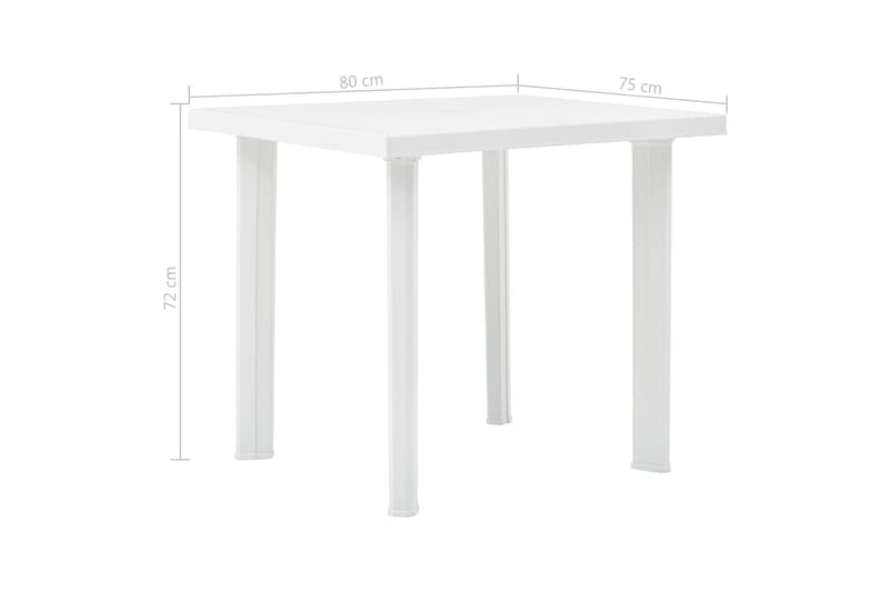 Hagebord hvit 80x75x72 cm plast - Hvit - Spisebord ute