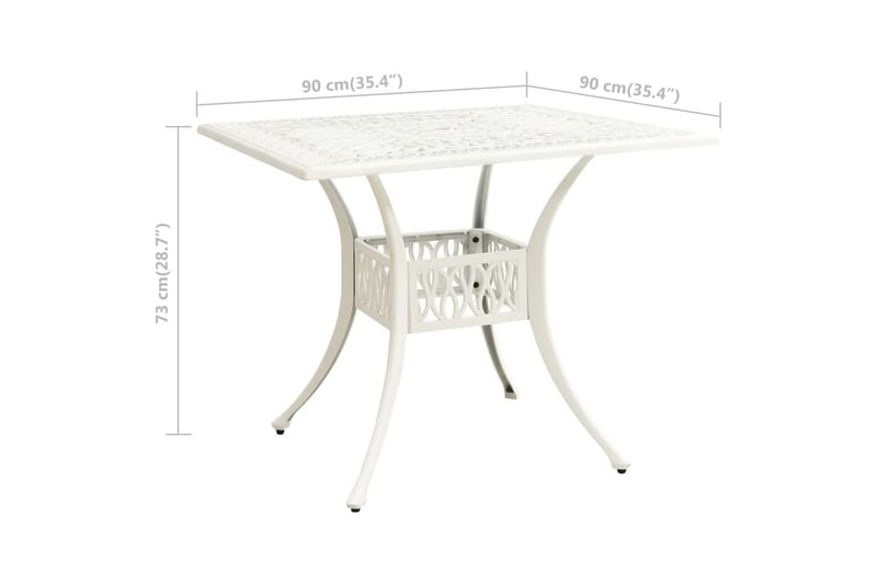 Hagebord hvit 90x90x73 cm støpt aluminium - Hvit - Hagemøbler - Hagebord - Spisebord ute