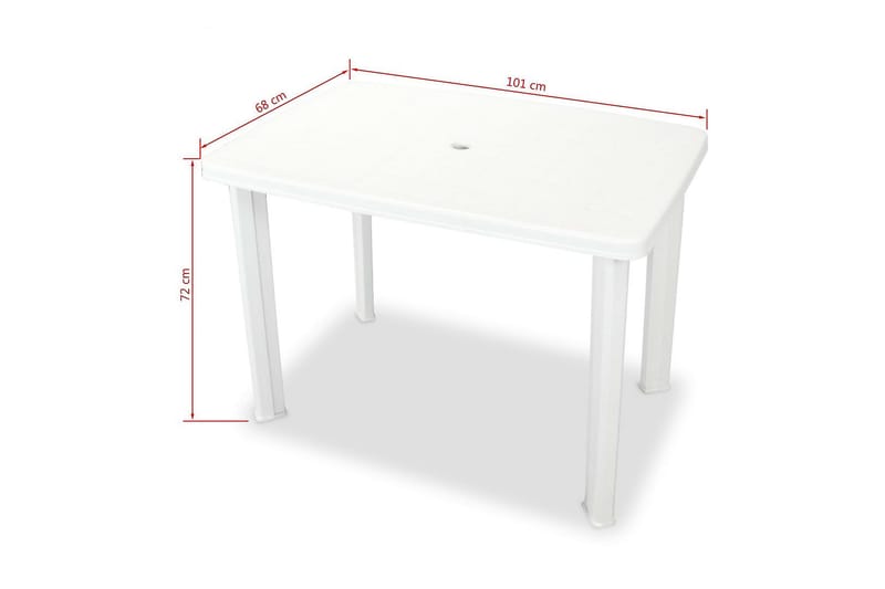 Hagebord hvitt 101x68x72 cm plast - Hvit - Hagemøbler - Hagebord - Spisebord ute