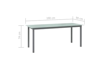 Hagebord lys grå 190x90x74 cm aluminium og glass - Grå - Hagemøbler - Hagebord - Spisebord ute