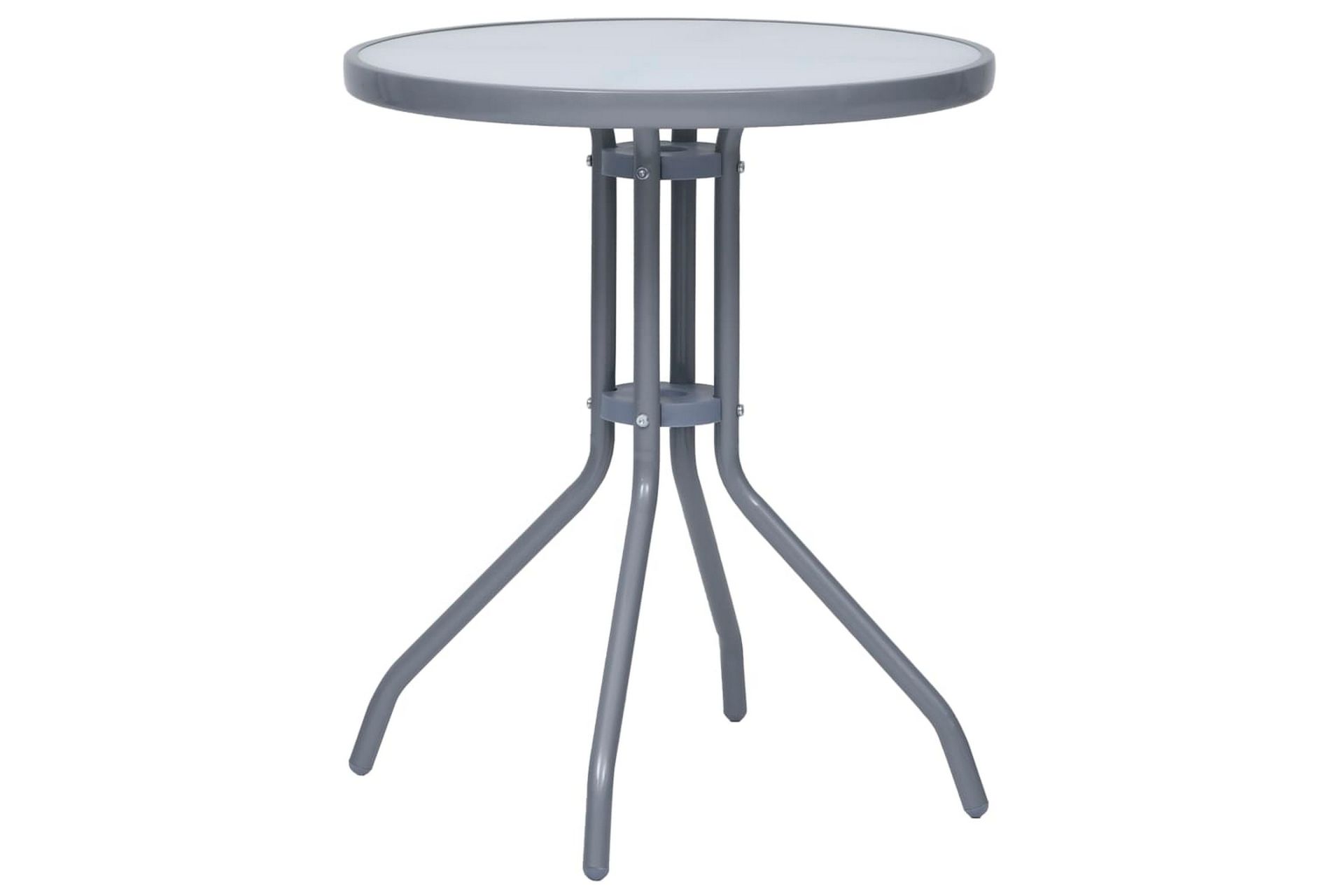 Hagebord lysegrå 60 cm stål og glass - Grå - Hagemøbler - Hagebord - Spisebord ute