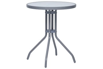 Hagebord lysegrå 60 cm stål og glass - Grå - Hagemøbler - Hagebord - Spisebord ute