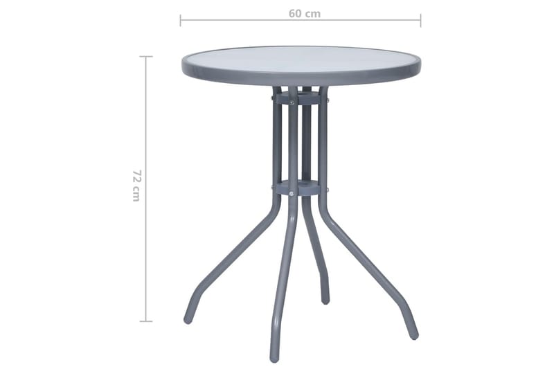 Hagebord lysegrå 60 cm stål og glass - Grå - Hagemøbler - Hagebord - Spisebord ute