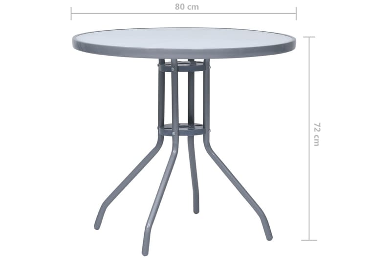 Hagebord lysegrå 80 cm stål og glass - Grå - Hagemøbler - Hagebord - Spisebord ute