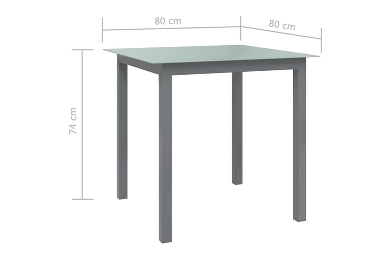 Hagebord lysegrå 80x80x74 cm aluminium og glass - Grå - Hagemøbler - Hagebord - Spisebord ute