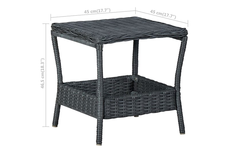 Hagebord mørkegrå 45x45x46,5 cm polyrotting - Grå - Spisebord ute