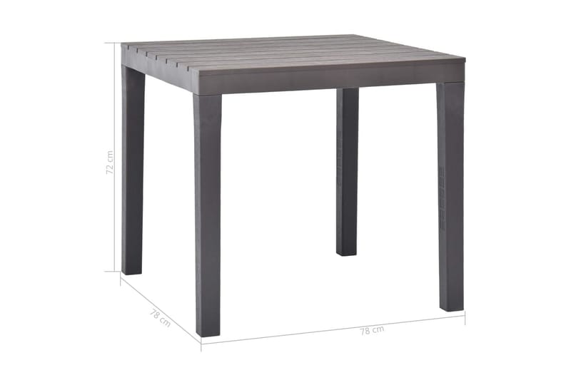 Hagebord mocca 78x78x72 cm plast - Brun - Spisebord ute