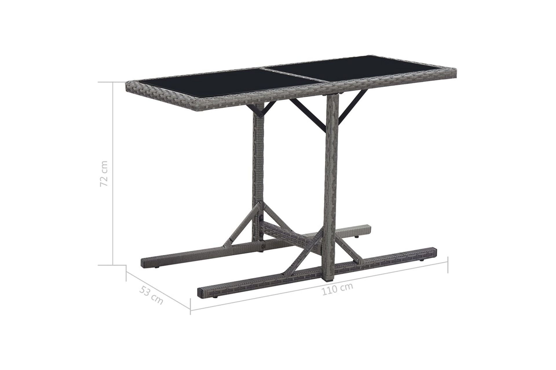 Hagebord svart 110x53x72 cm glass & polyrotting - Hagemøbler - Hagebord - Spisebord ute
