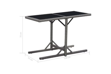 Hagebord svart 110x53x72 cm glass & polyrotting - Hagemøbler - Hagebord - Spisebord ute