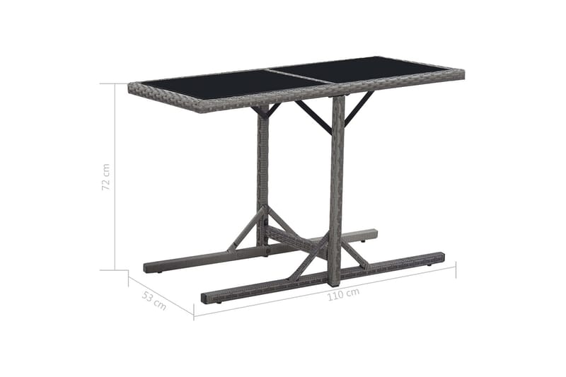 Hagebord svart 110x53x72 cm glass & polyrotting - Hagemøbler - Hagebord - Spisebord ute