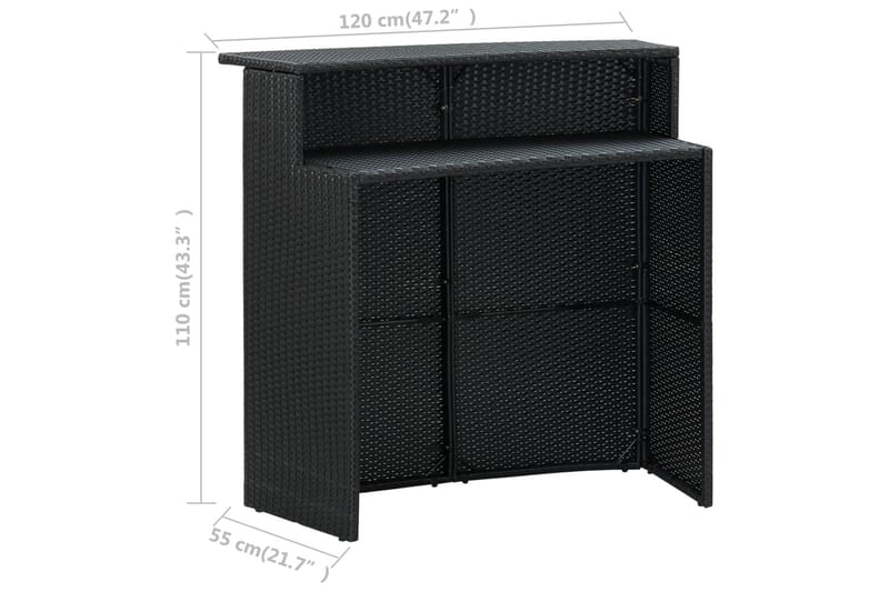 Hagebord svart 120x55x110 cm polyrotting - Svart - Hagemøbler - Hagebord - Spisebord ute